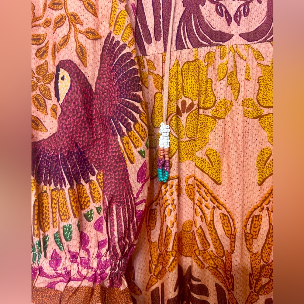 FarmRio Ainika Floral Boho Pink Orange Dress Women’s Size M Maxi Stylish - Picture 5 of 7
